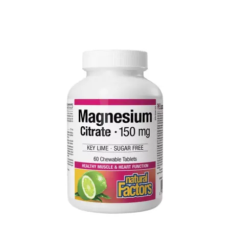 Natural Factors Magnesium Citrate 150 mg (60 Chewable Tablets, Lime) - Natural Factors