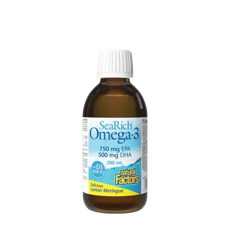 Natural Factors Omega-3 with D3 750 mg EPA/500 mg DHA (200 ml, Lemon) - Natural Factors