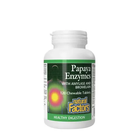 Natural Factors Papaya Enzymes with Amylase and Bromelain (120 Chewables) - Natural Factors