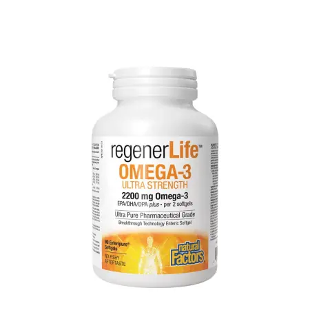 Natural Factors RegenerLife Omega-3 Ultra Strength 2200 mg (90 Softgels) - Natural Factors