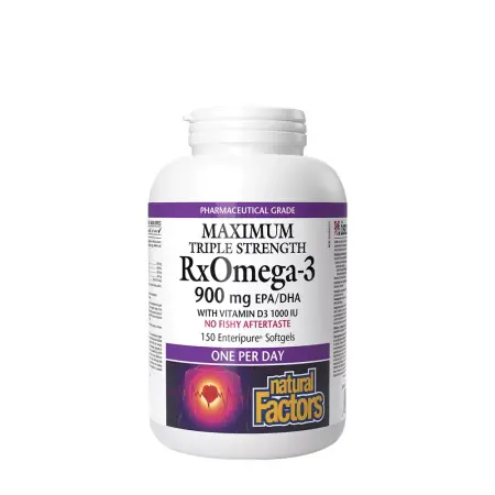 Natural Factors RxOmega-3 with Vitamin D3 Maximum Triple Strength 900 mg (150 Softgels) - Natural Factors