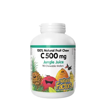 Natural Factors Vitamin C 500 mg 100% Natural Fruit Chew (90 Chewables, Jungle Juice) - Natural Factors