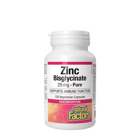 Natural Factors Zinc Bisglycinate 25 mg (120 Capsules) - Natural Factors