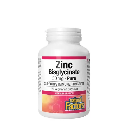 Natural Factors Zinc Bisglycinate 50 mg (120 Capsules) - Natural Factors