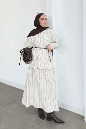 Natural Fresh Deri Kemerli Etek Takım - Nuuwears