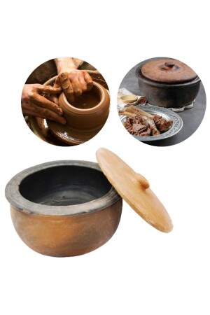 Natural Handmade Baked Clay Pot with Lid 28 Cm P4079 - Piev