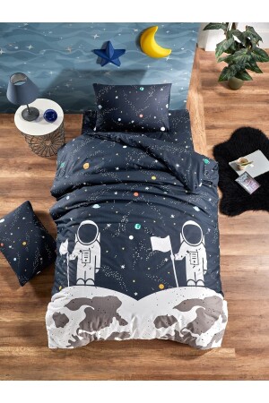 Natural Healthy Cotton Astronaut Children's Duvet Cover Set with Elastic Sheets - Laliva