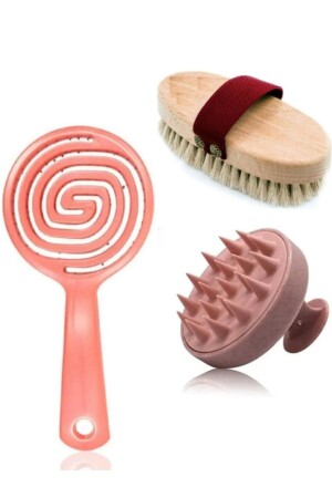 Natural Horsehair Brush 3D Comb Hair Massage Comb Set of 3 - Acarlarticaret