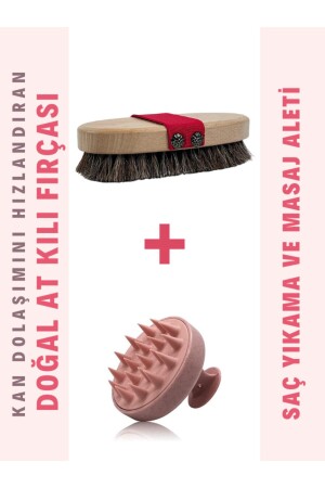 Natural Horsehair Brush and Hair Massager Set of Two for Hair and Body - Eratos