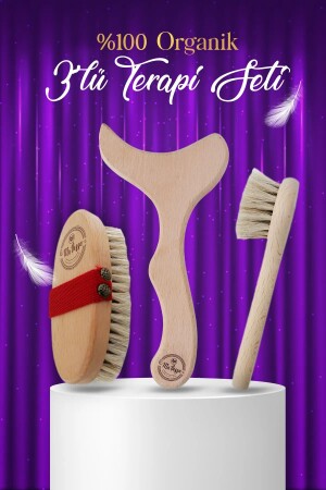 Natural Horsehair Cellulite Body-Face Brush-Massage Tool 3-Piece Beauty Set (WITH STORAGE POUCH GIFT) - Ma'vessa