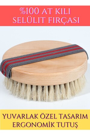 Natural Horsehair Cellulite Brush with Medium Hard Bristles, Ergonomic Grip for Sensitive Skin, in its Special Bag - Efsoon Organics