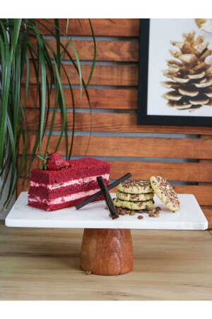 Natural Marble Cake Stand, Cake Stand with Wooden Legs, Marble Presentation, Marble Cheese Plate gmbss88 - Gemboss