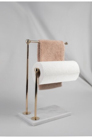 Natural Marble Gold Decorative Towel Holder Bathroom Organizer, Metal Profile Rod MERALP9001 - MERALP