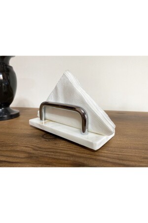 Natural Marble Napkin Holder Silver PGMS - Modestmar