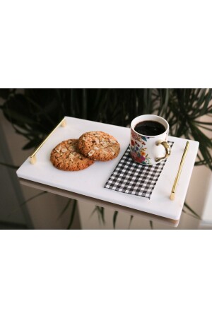 Natural Marble Presentation Holder Rectangular Handled Engagement Promise Tray 30x20 Cm gmbss456 - Gemboss