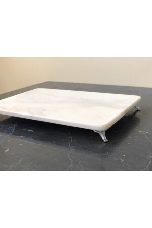 Natural Marble Presentation Tray with Silver Legs 20x30cm Mrm0038 KRGM - Modestmar
