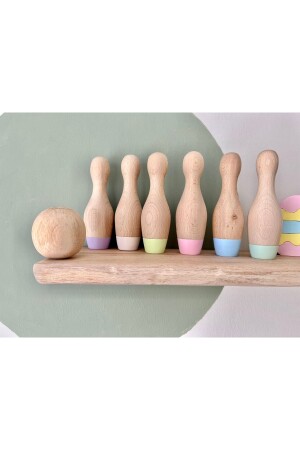 Natural Organic Wooden Waldorf Bowling Toy Set Gift for Children Baby Room Decor 7pcs DRABS30122 - DORU