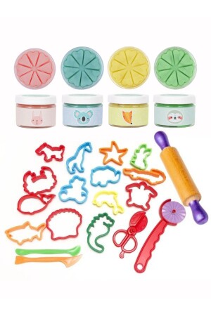Natural Play Dough 19 Pieces Pastel Set 4x150gr Bon-base bon-base-pastel - Bonnie Play Dough