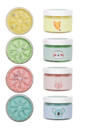 Natural Play Dough 4 Piece Pastel Color Glitter Set 4*150gr - Bonnie Play Dough
