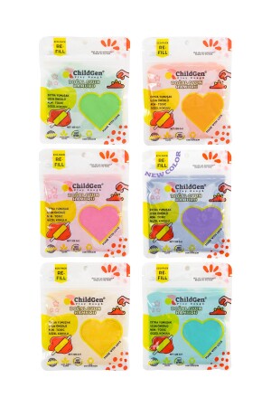Natural Play Dough - 6 PASTEL Set 6x125 Gr Vacuum Cartridge Package - (ecopack-refill) - Childgen