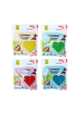 Natural Play Dough - Set of 4 4x125 Gr Vacuum Cartridge Package - (ecopack-refill) - Childgen