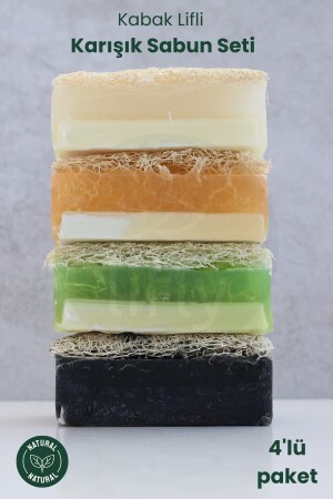 Natural Pumpkin Fiber Soap-donkey Milk Honey-aloe Vera-volcano Ashy-goat Milk Honey Set of 4-fiber Soap bilgi606 - lifly