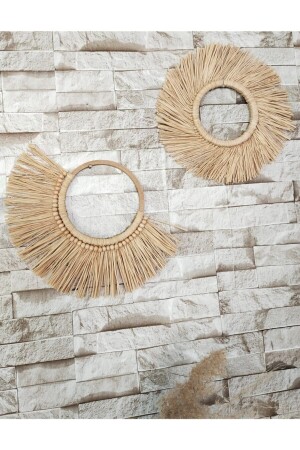 Natural Raffia Set of Two Bohemian Home and Wall Decoration Garden and Wall Ornament - Minisco