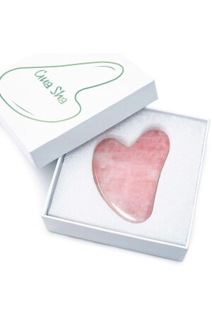 Natural Stone Heart Pink Quartz Gua Sha Facial Massage Stone - İlterus