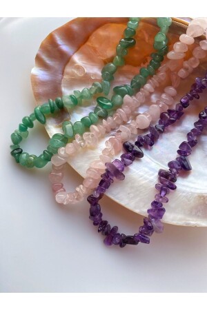 Natural Stone Necklace Set 3 Pieces (Amethyst-Aventurine and Pink Quartz) - Valioso Joya