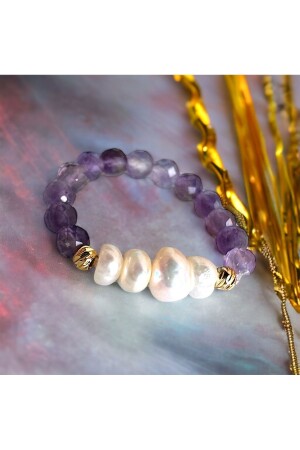 Natural stone pearl amethyst ring - Mineway Design