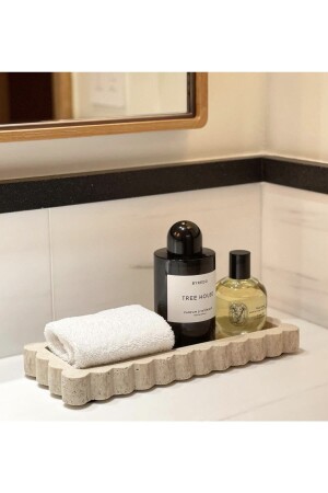 Natural Travertine Marble Tray, Bathroom Organizer, Presentation Plate with Edge Detail TRV35511 - Modestmar