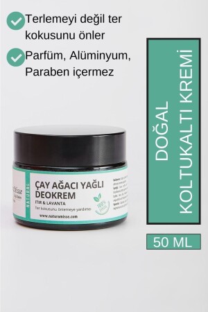 Natural Underarm Cream 50 ml (TEA TREE OIL) Deokrem Natural Solution to Sweat Odor Cream Deodorant - Naturamisse
