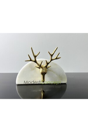 Natural White Marble Napkin Holder Gold Brass Deer Pattern Semicircular Napkin Holder CPTKGY - Modestmar