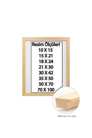 Natural Wood Frame Natural 8 Size Options - Caddehediye