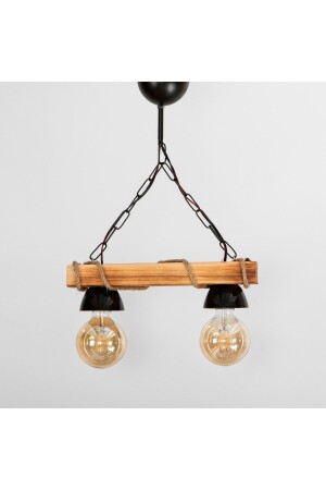 Natural Wooden 2 Piece Rustic Design Decorative Stylish Chandelier - Ahşapmaster