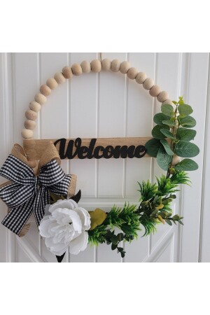 Natural Wooden Beaded Special Design Door Ornament Door Wreath Wall Ornament Gift 32 Cm MGK80MAXLI - Rosfloa