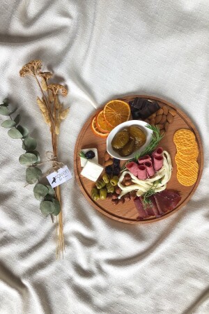 Natural Wooden Cheese And Presentation Plate, Round, Beech Wood MERSAN007 - NOBLERAVEN DESIGN