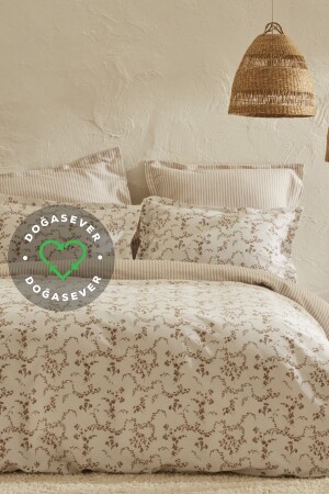 Nature Lover Ivy Cotton Transformation Double Duvet Cover Set Beige 200. 22. 01. 0031 - Karaca Home