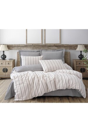 Natureforce Garngefärbtes Doppel-Bettbezug-Set Unus Grey UNUSGRI-1551 - Cotton Box