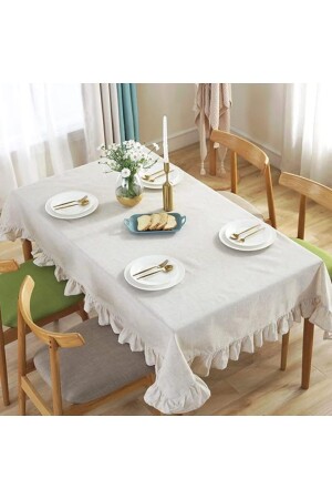 Natürliche Vintage-Rüschen-Tischdecke/Sofabezug - Home Art Atelier Hand Made