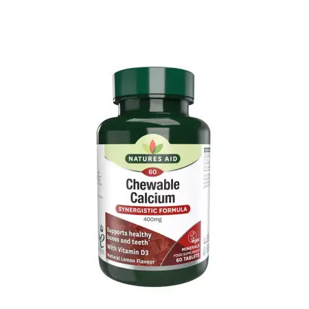 Natures Aid Chewable Calcium 400 mg + Vitamin D (60 Tablets) - Natures Aid
