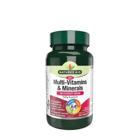 Natures Aid Multi-Vitamins & Minerals (without Iron) (60 Tablets) - Natures Aid