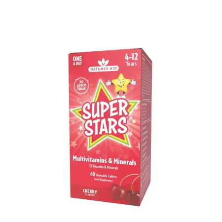 Natures Aid Super Stars Multivitamin (60 Chewable Tablets, Cherry) - Natures Aid