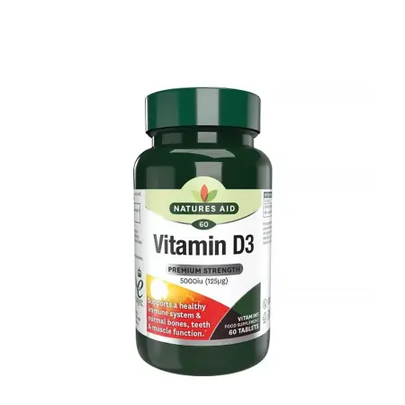 Natures Aid Vitamin D3 5000IU High Strength (60 Tablets) - Natures Aid