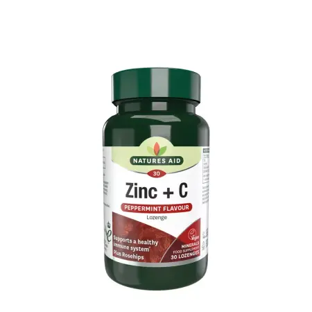 Natures Aid Zinc + C Lozenge - Peppermint Flavour (30 Lozenges) - Natures Aid
