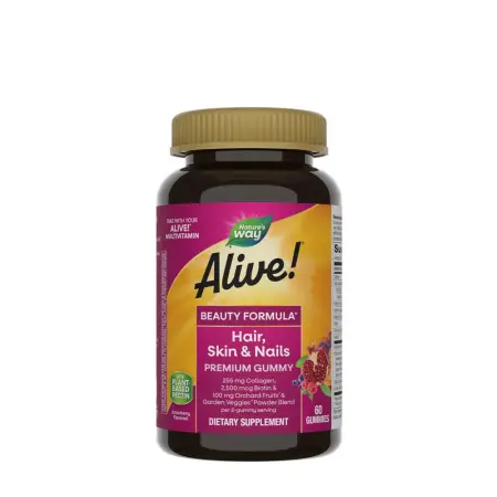 Nature's Way Alive!® Hair, Skin & Nails Gummies (60 Gummies, Strawberry) - Nature's Way