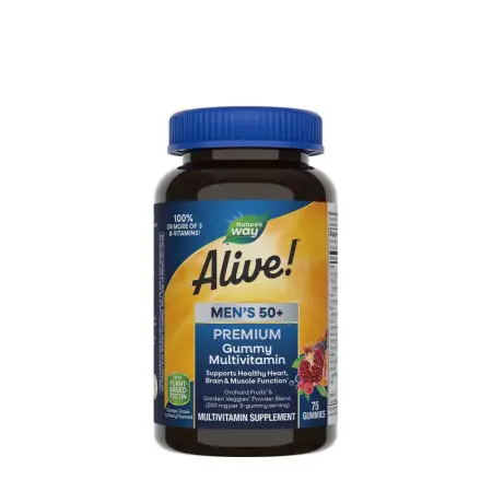 Nature's Way Alive!® Premium Men’s 50+ Gummy Multivitamin (75 Gummies, Cherry, Orange & Grape) - Nature's Way