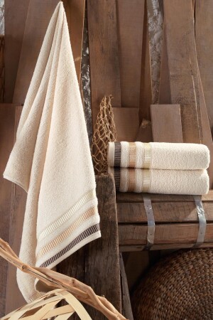 Natürliches 2-teiliges antibakterielles Badetuch-Set 70 x 140 cm 153-99-0074 - Binnur Home