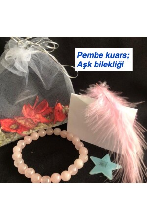 Natürliches Heilstein-Armband – Liebesunterstützendes natürliches Heilstein-Armband, Rosenquarz-Armband - bircan yıldırım niyet bulutları