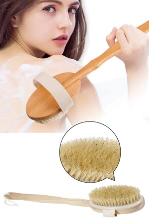 Natürliches Rosshaar-Bade-Rückenpeeling mit langem, abnehmbarem Griff, weiche Bürste, natürliches Peeling mit Holzgriff - Kitchen Beauty